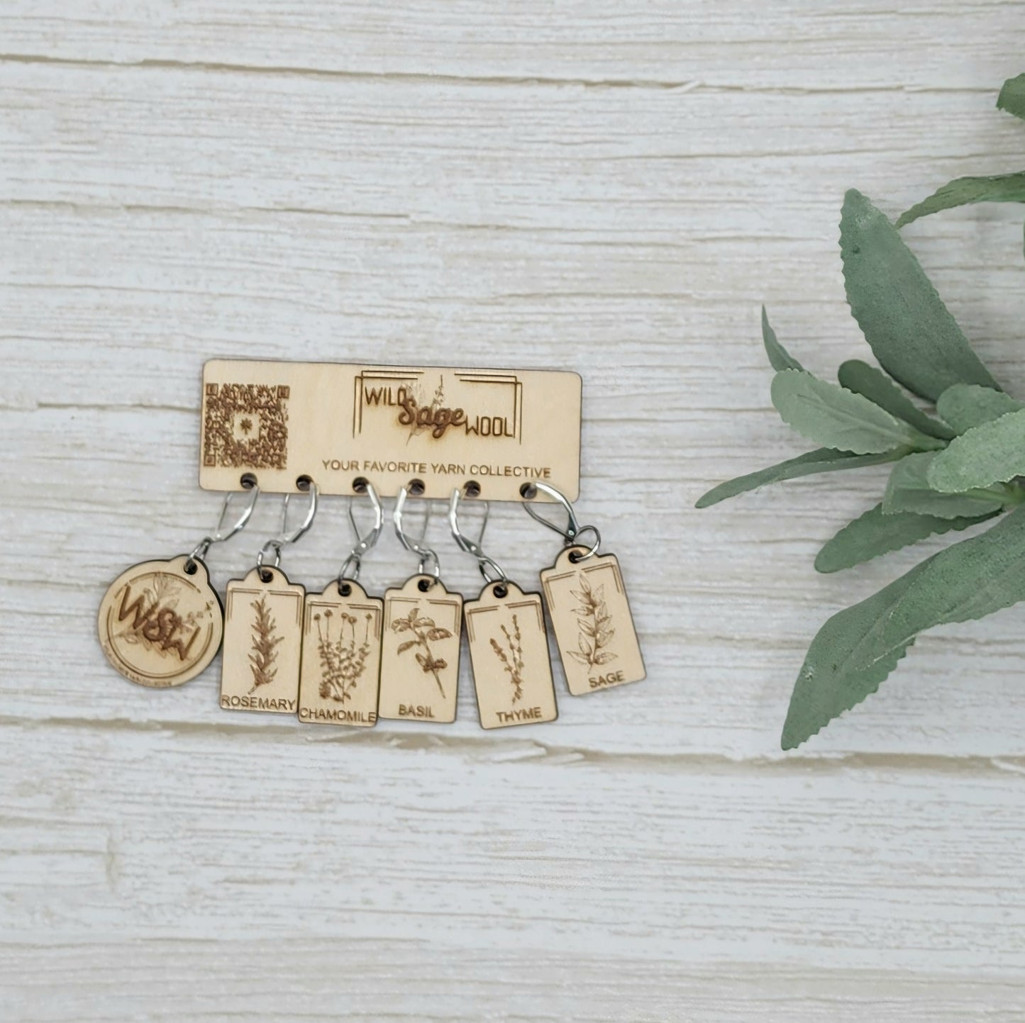 Wild Sage Wool Stitch Markers