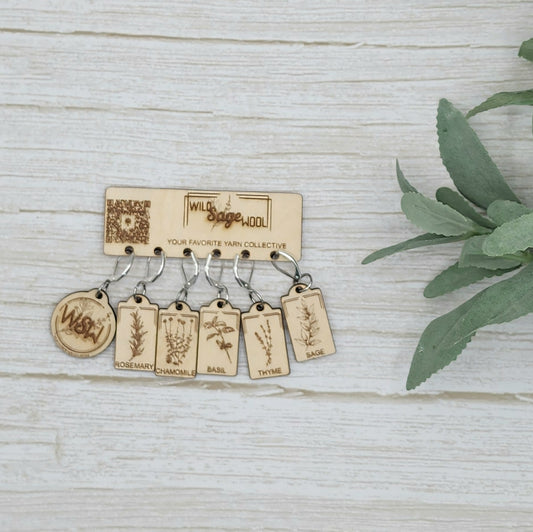 Wild Sage Wool Stitch Markers